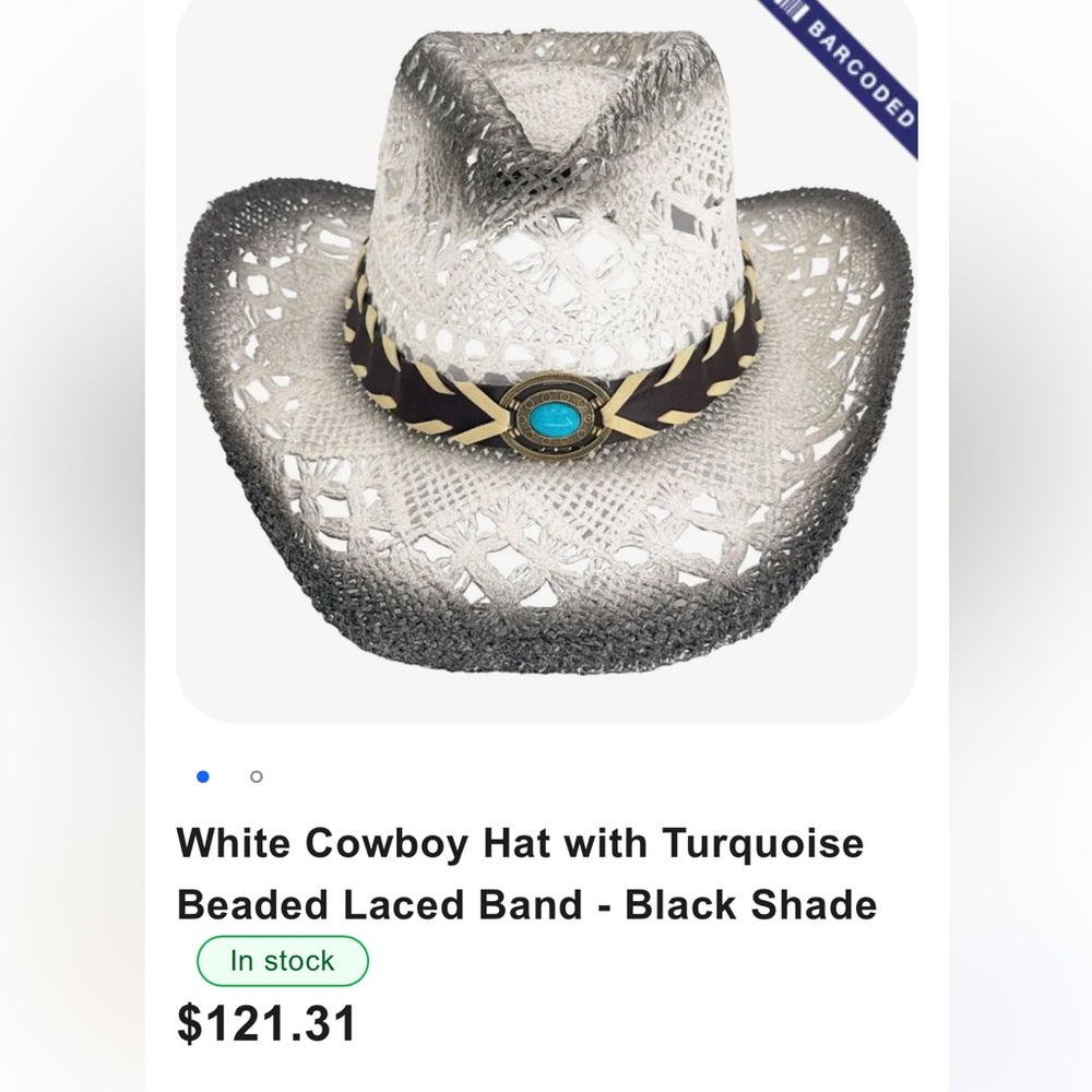 Cowboy Hat with Turquoise Beaded Lace Band